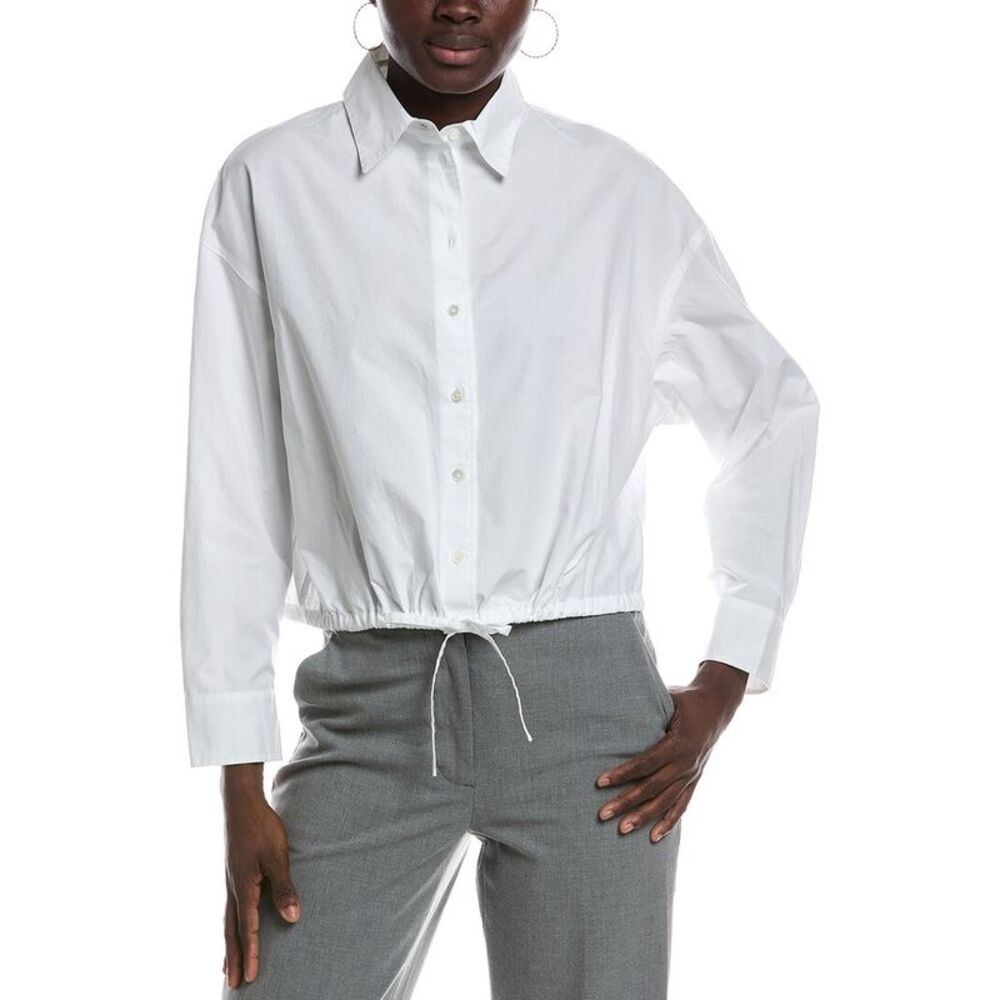 Madewell Womens  Drawstring Button Up Shirt, White